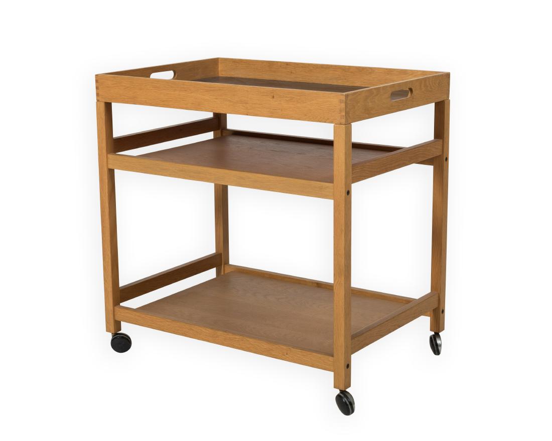 KTN Danish Cart with Reversible Top: Description - A KTN Danish cart with a reversible top and Danish control marks. Dimensions - 27.5" x 27.5" x 18.5"