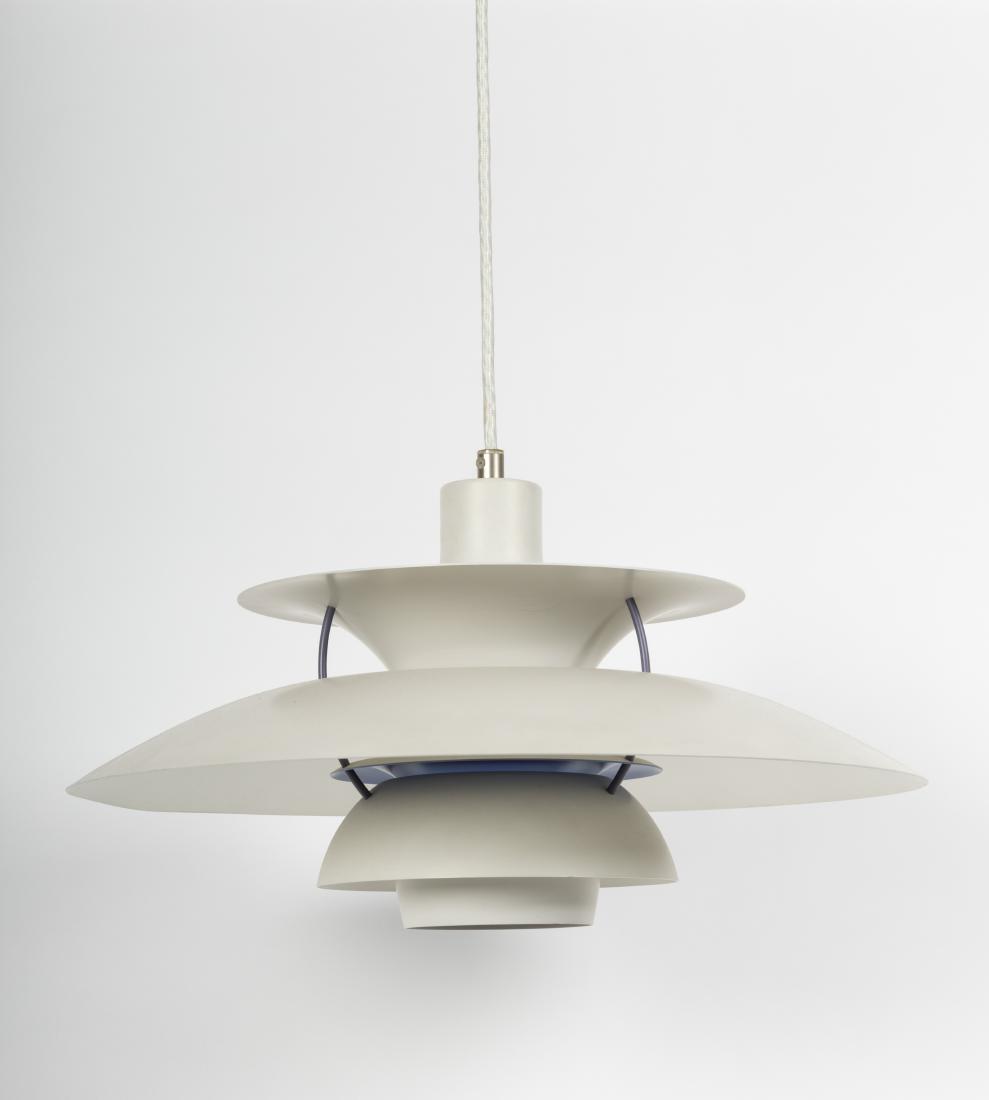 Poul Henningsen for Louis Poulsen Pendant Fixture: Description - Mid century PH5 pendant fixture by Poul Henningsen for Louis Poulsen. Dimensions - Fixture - 11" x 20"