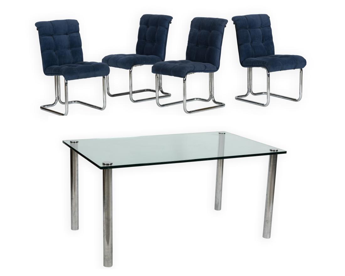 Five Piece Chrome and Glass Kitchen Set (1 of 7)