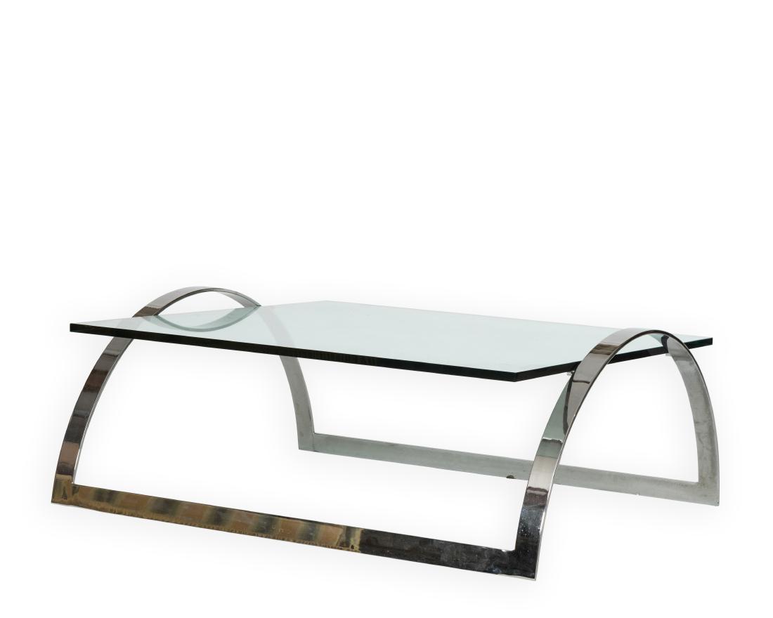 Chrome Double Arch Glass Top Coffee Table (1 of 4)