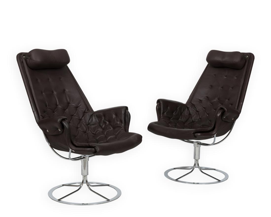 Pair Bruno Mathsson for DUX Chairs - Signed: Description - A pair of Bruno Mathsson for DUX Jetson chairs, signed. Dimensions - 39" x 27" x 32"