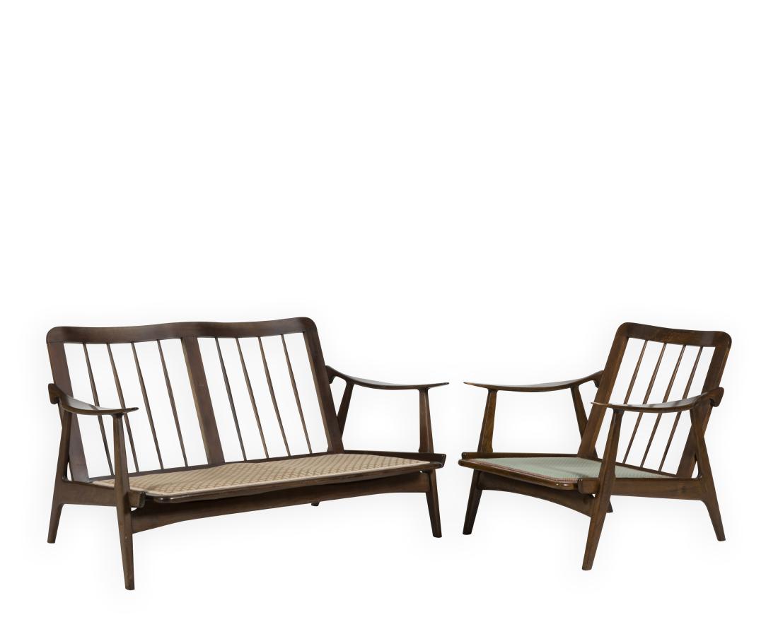 Sculpted Arm Loveseat and Arm Chair: Description - A sculpted arm loveseat and an arm chair. Dimensions -