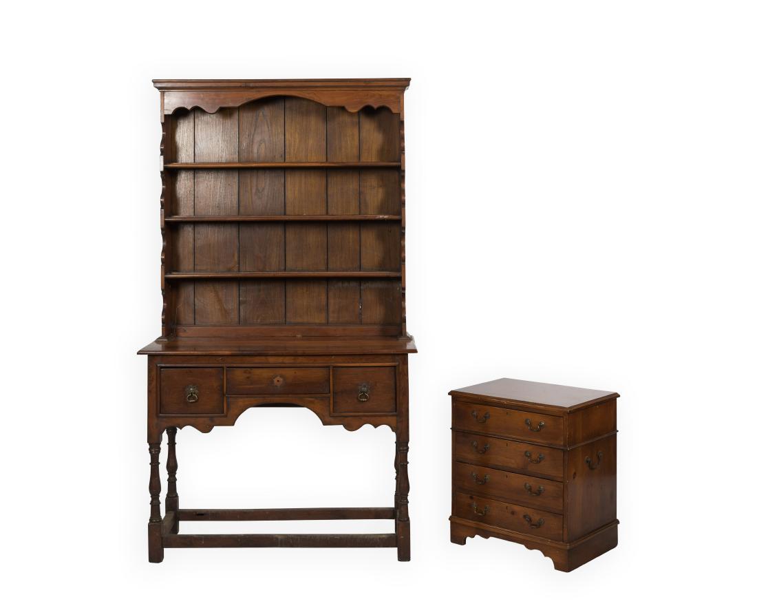 Two Part Pine Welsh Cupboard and Mini Chest (1 of 2)