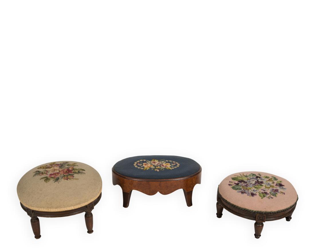 Three Victorian Needlepoint Footstools (1 of 3)