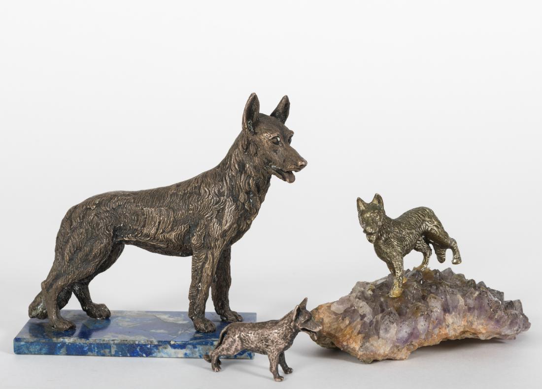 Three Silvered Bronze Dogs (1 of 4)