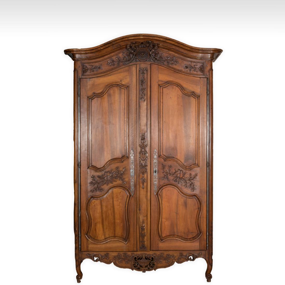 French Provincial Carved Walnut Armoire (1 of 8)