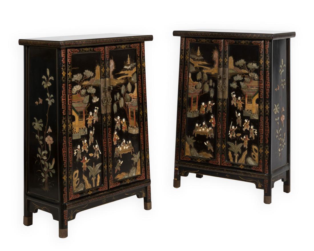 Pair Tapered Chinese LAcquer Cabinets (1 of 4)