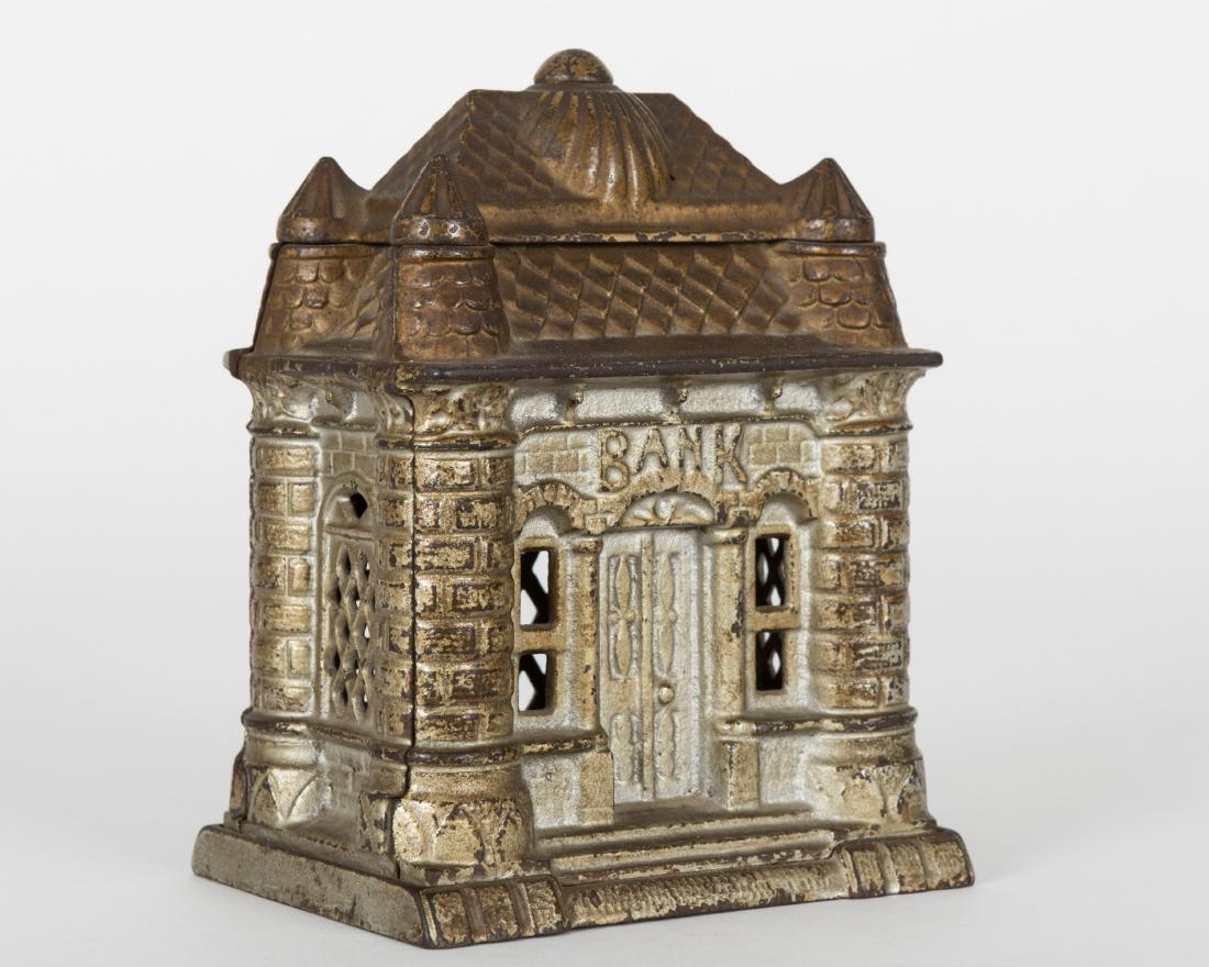 Polychrome Cast Iron Four Tower Still Bank (1 of 4)