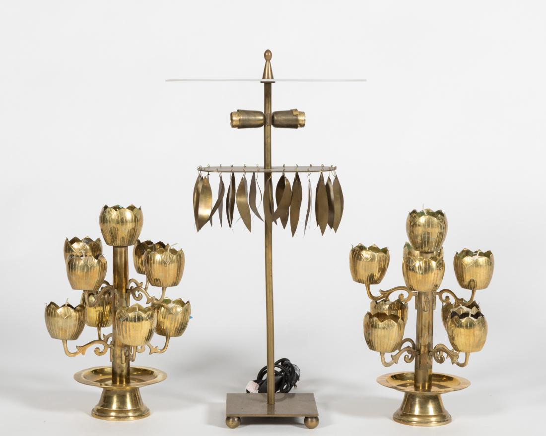 Pair Candle Lamps and Lucite Lamp (1 of 4)