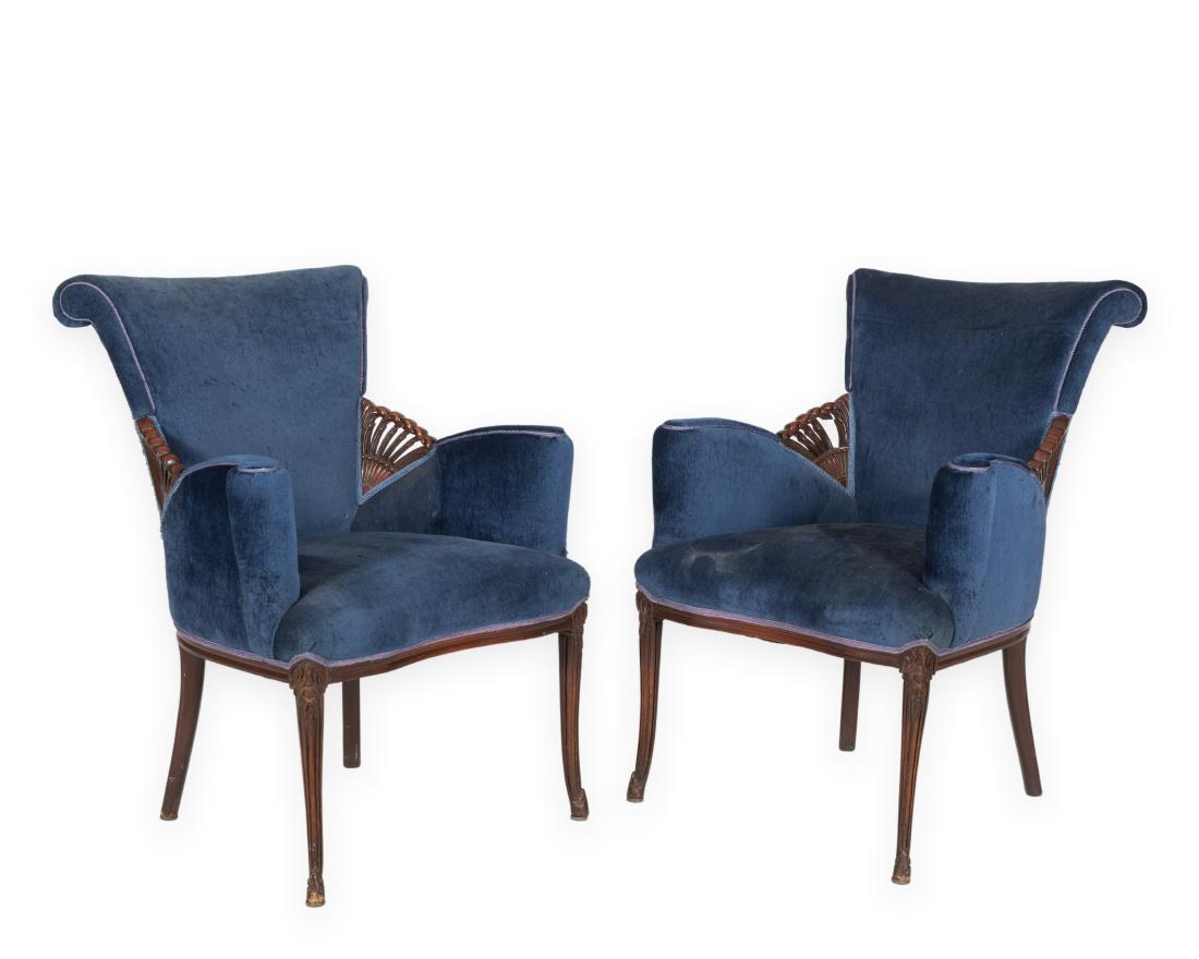 Pair Mahogany Fireside Chairs (1 of 3)