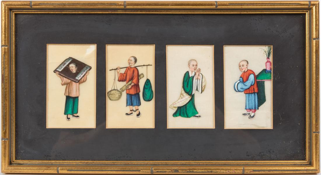 Chinese Tetraptych Painting on Rice Paper (1 of 5)