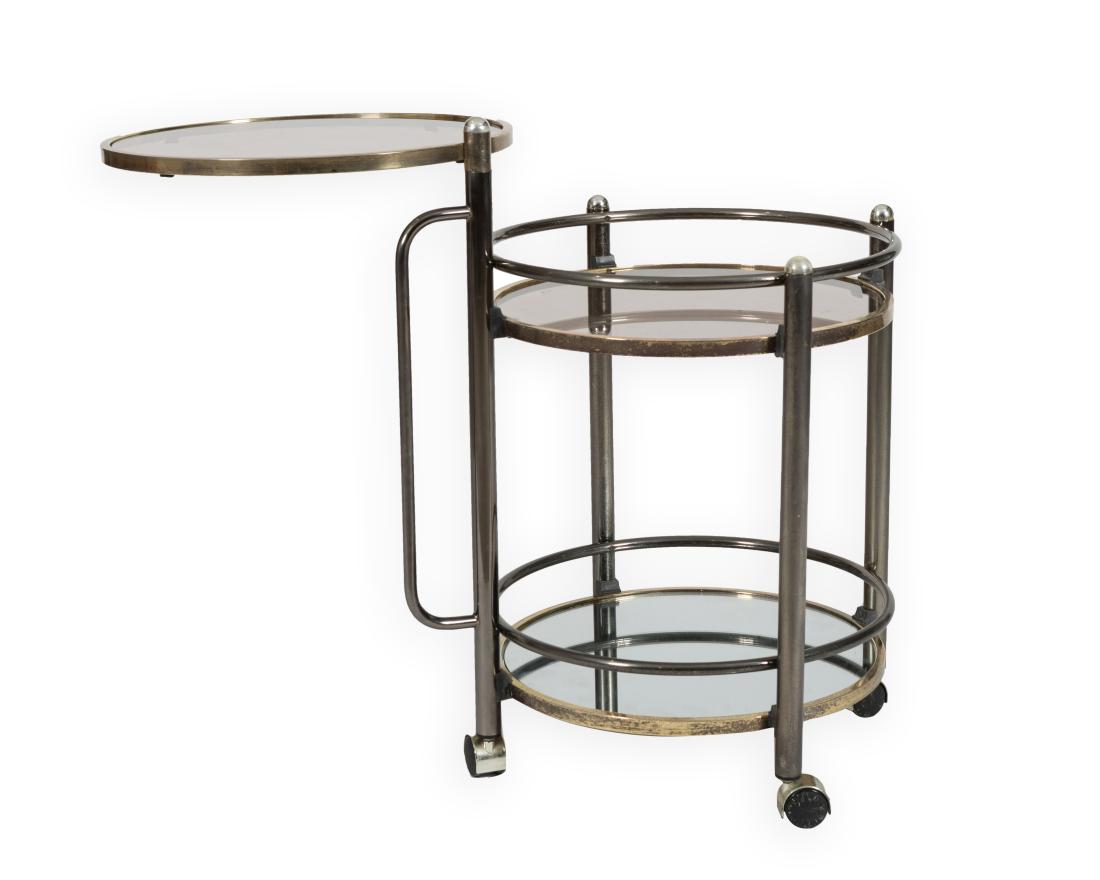 Two Tier Brass Server: Description - A two tier brass server. Dimensions - Closed - 32" x 26" x 23"
