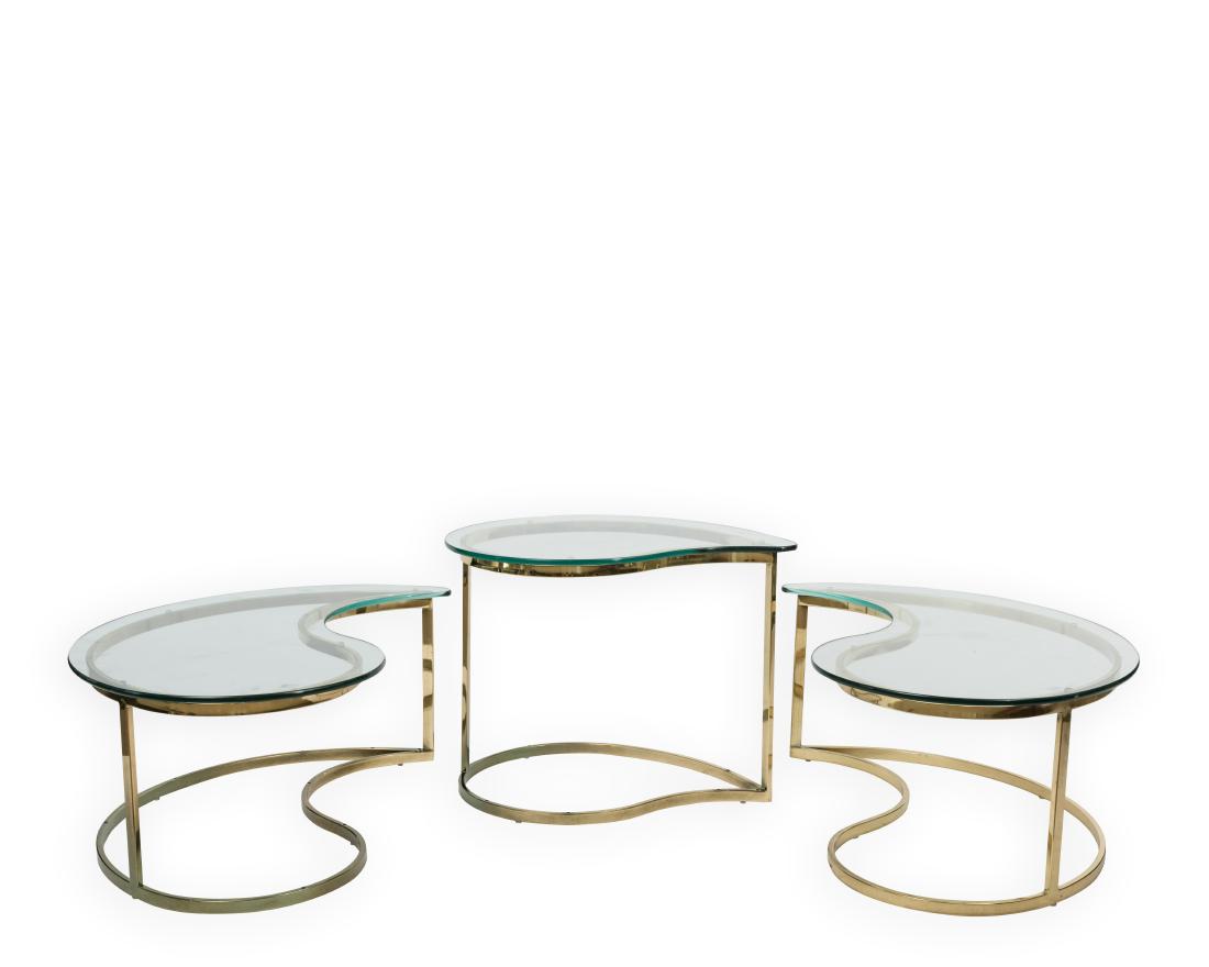 Three Brass and Glass Teardrop Tables (1 of 3)