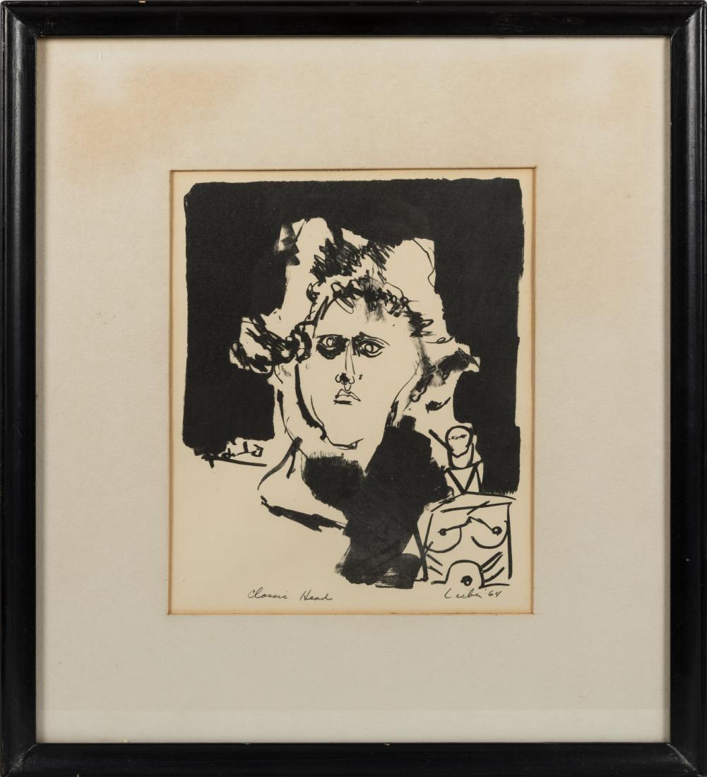 Gerson Leiber - Lithograph - "Classic Head": Description - Lithograph by Gerson Leiber titled "Classic Head".Titled, signed and dated in pencil along lower margin. Dimensions - Frame - 17" x 15.5" Sight - 10" x 8"