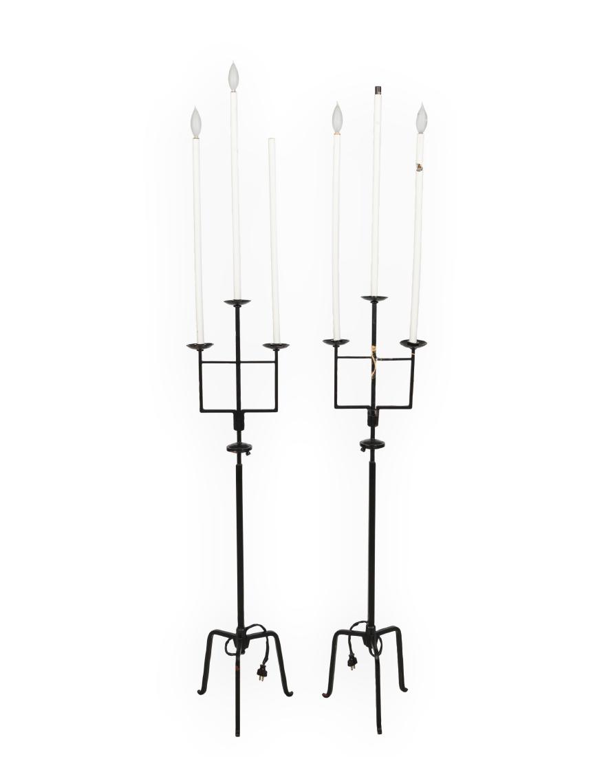 Pair Parzinger Style Iron Floor Lamps (1 of 4)