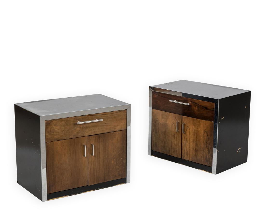Rosewood and Chrome Nightstands - John Stuart (1 of 4)