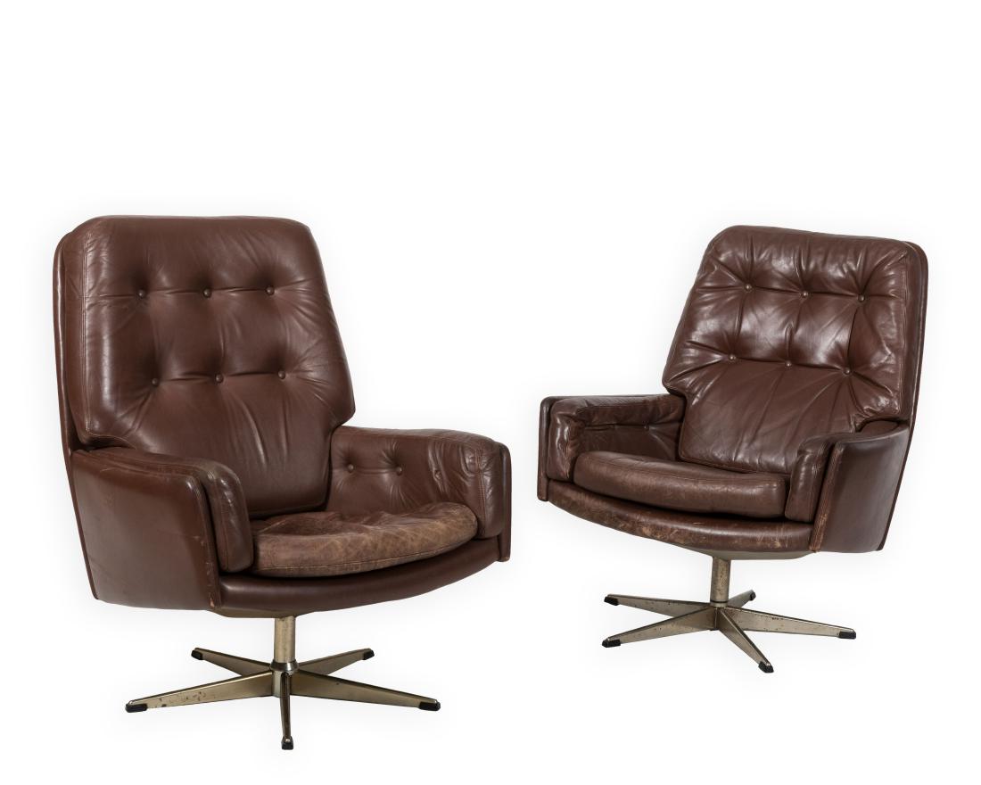 Pair Leather and Chrome Swivel Chairs (1 of 7)