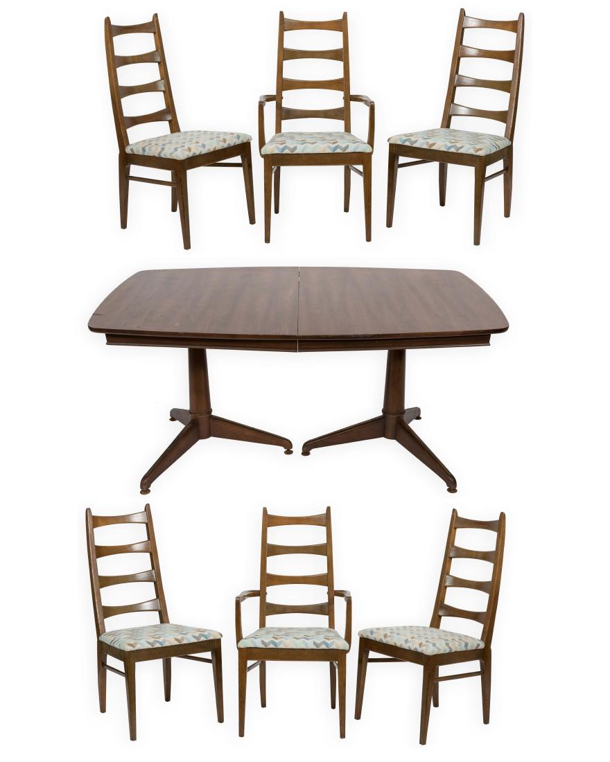 Walnut Double Pedestal Table and Six Chairs (1 of 5)