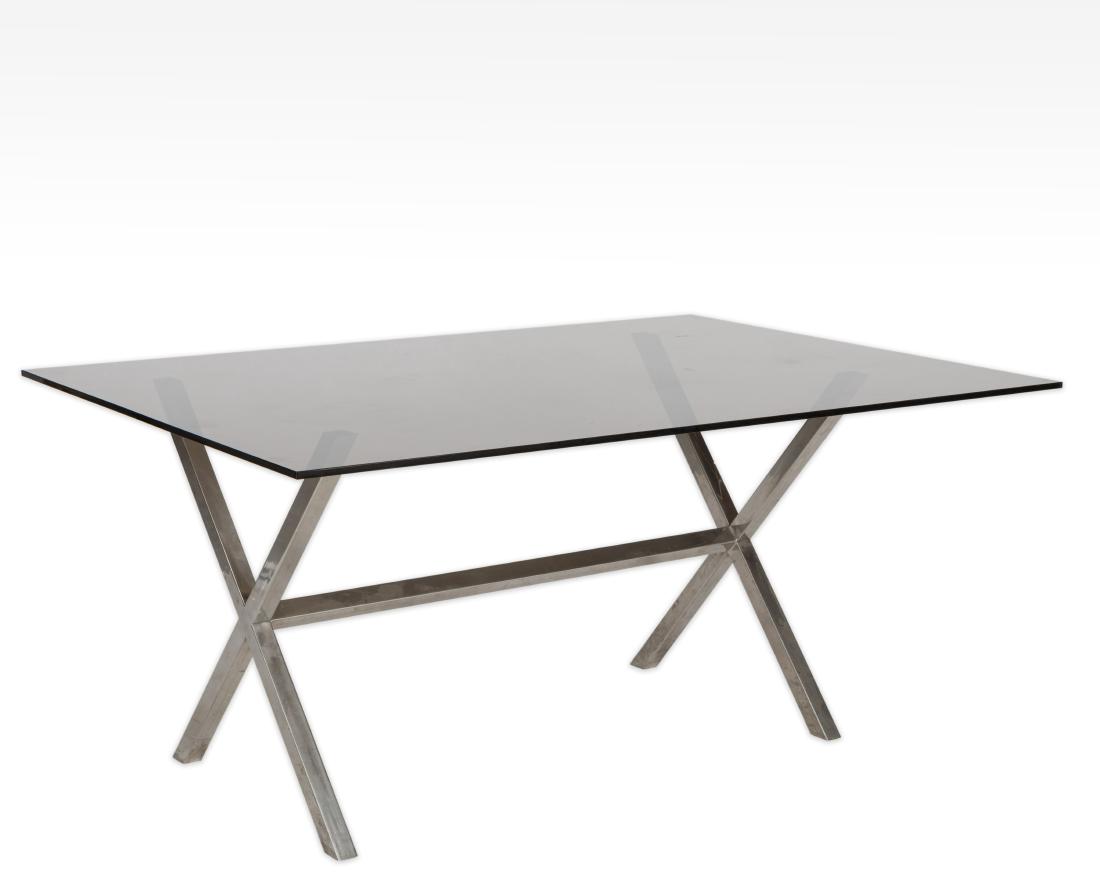 X-Based Chrome and Glass Dining Table (1 of 3)