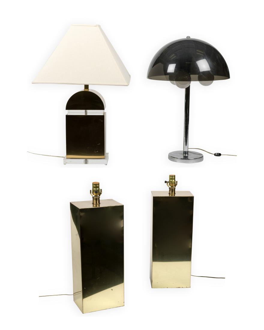 Two Lucite Lamps and Pair Brass Lamps (1 of 5)