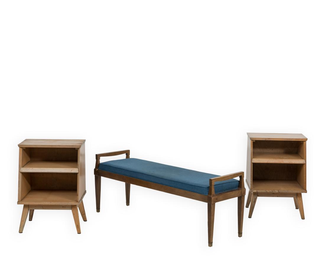 Mid Century Bench and Pair Nightstands (1 of 4)