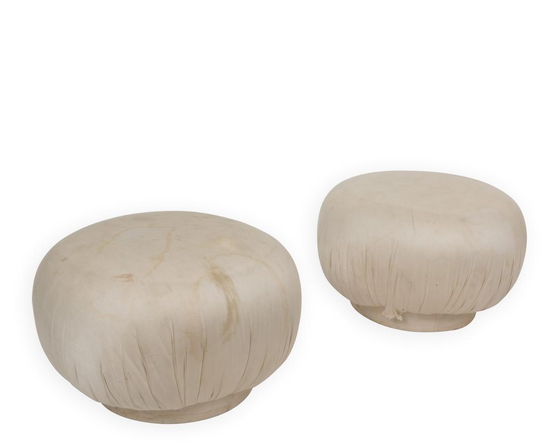 Adrian Pearsall Comfort Designs Poufs: Description - Adrian Pearsall Comfort Designs poufs on spinning bases. Dimensions - 18" x 27"