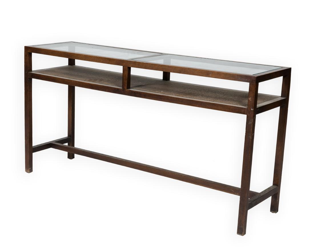 Two Tier Cane and Glass Sofa Table (1 of 3)