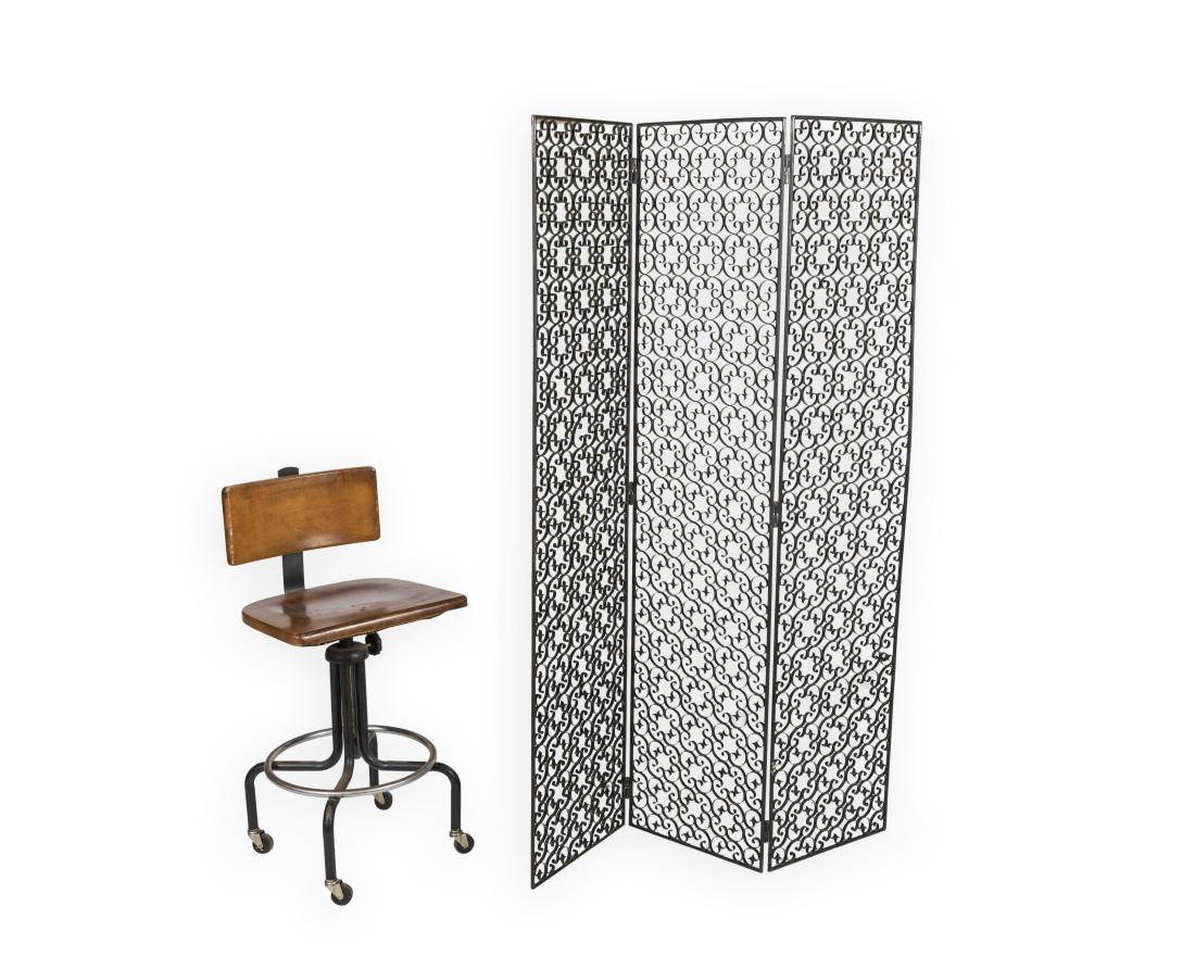 Industrial Stool and Iron Screen (1 of 3)