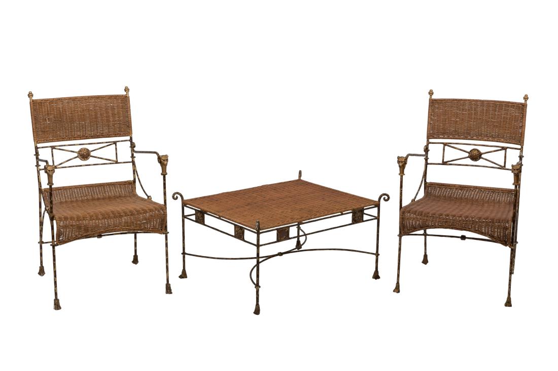 Gilt Iron Rams Head Coffee Table and Chairs (1 of 3)