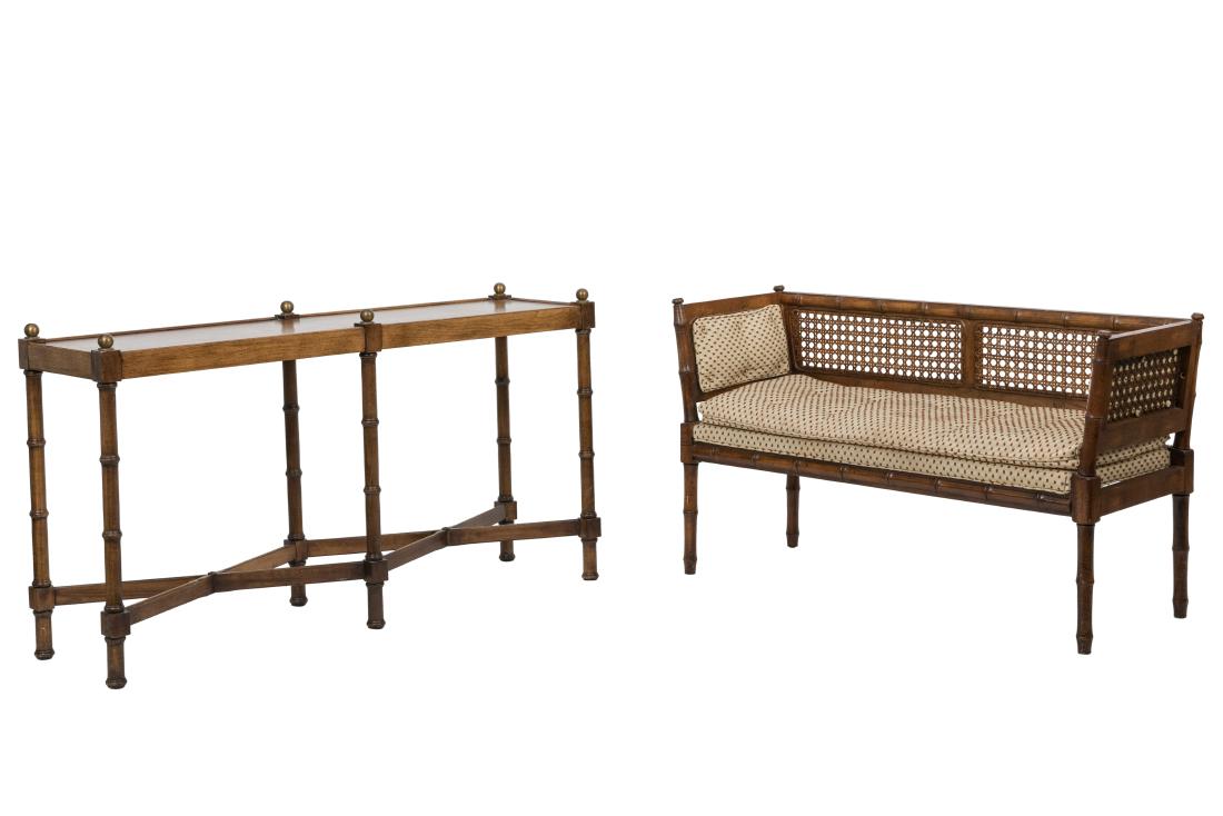 Faux Bamboo Sofa Table and Loveseat (1 of 4)