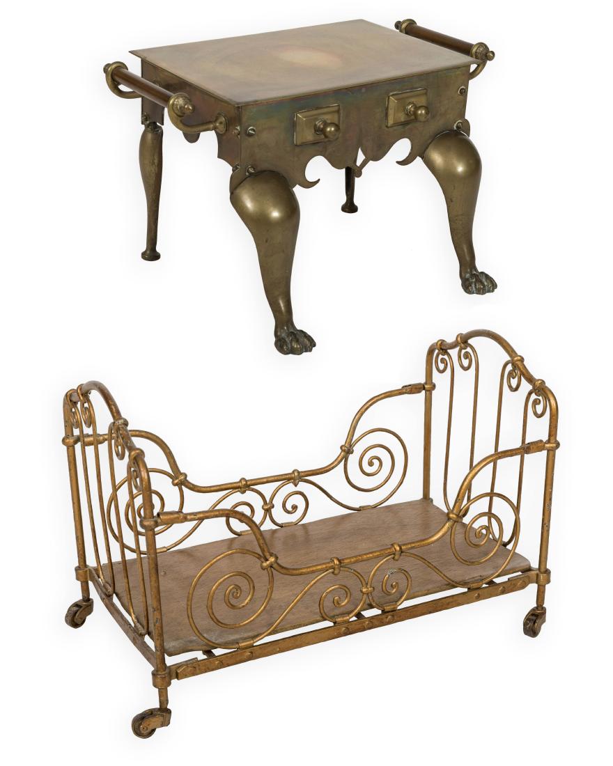 Brass Footman and Iron Doll Bed (1 of 2)