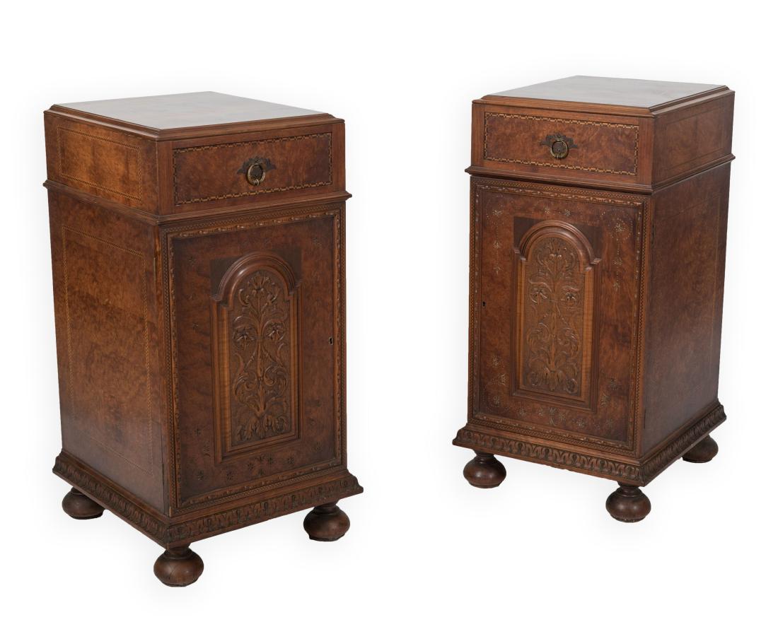 Pair Irwin Co. Inlaid Pedestal Cabinets (1 of 6)