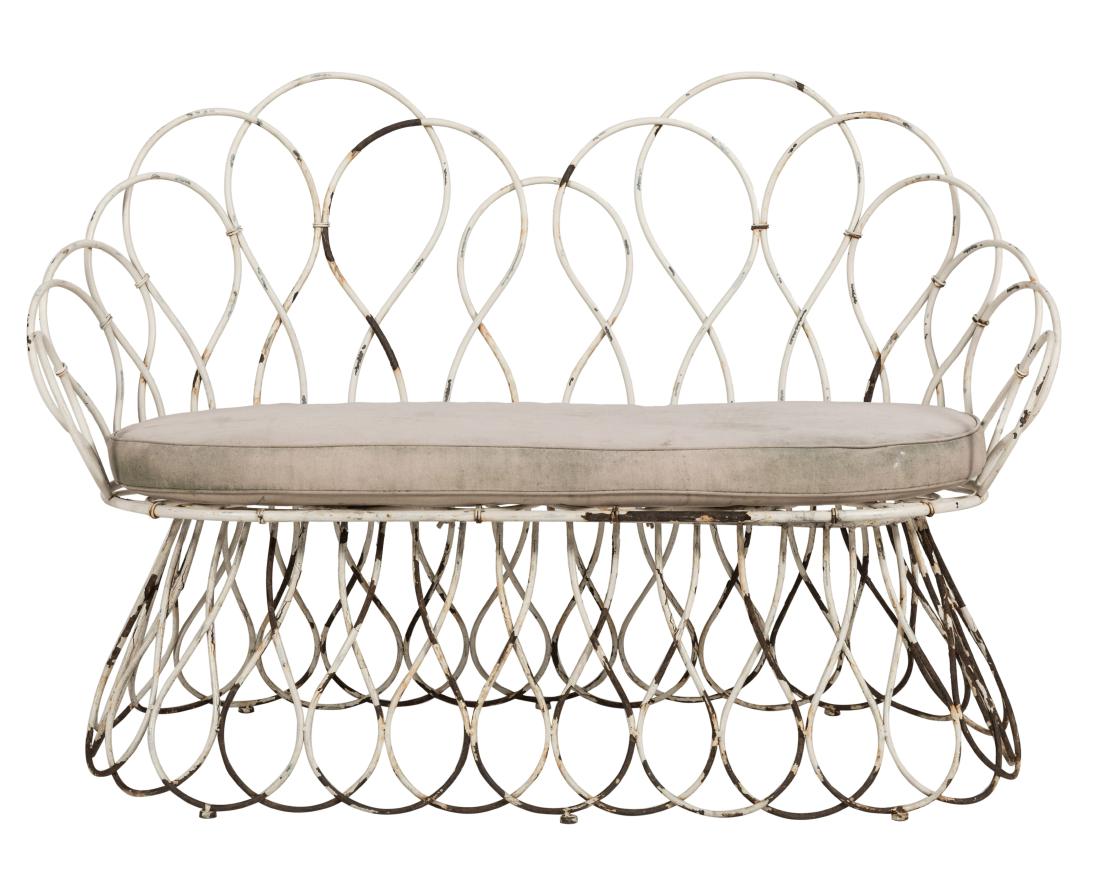 Mid Century Wrought Iron Bench (1 of 4)