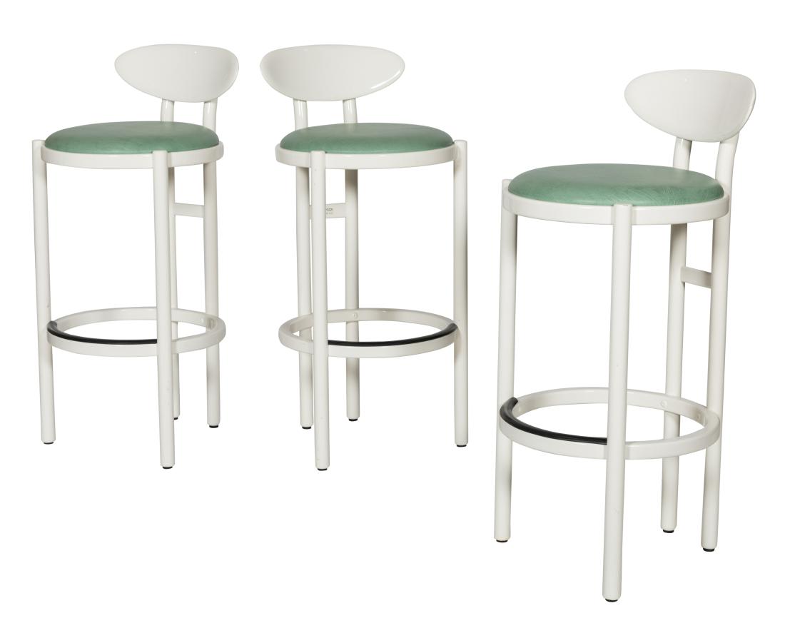 Three Pozzi White Lacquer Stools - Signed (1 of 3)