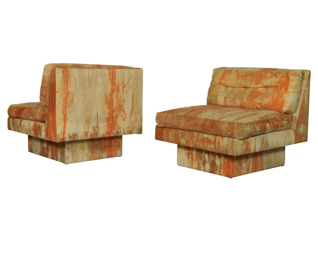 Pair Milo Baughman Tie Dye Chairs (1 of 3)
