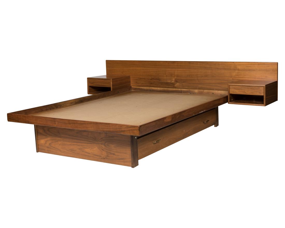 Danish Platform Bed with Attached Nightstands (1 of 4)