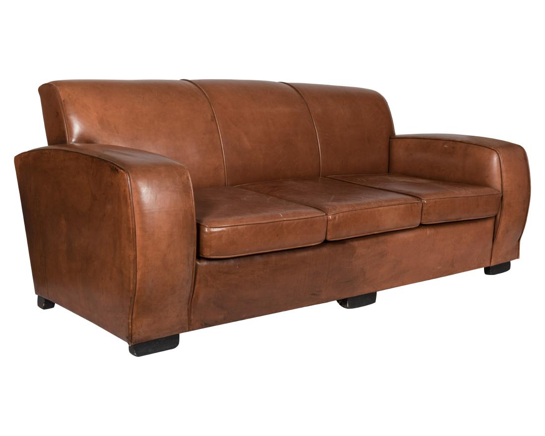 French Modernist Deco Leather Sofa (1 of 4)