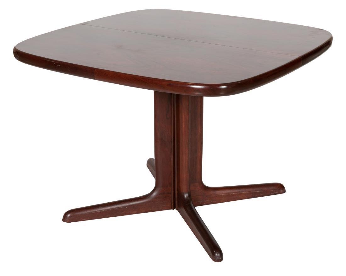 Skovby Rosewood Pedestal Table: Description - A Skovby rosewood pedestal table. Dimensions - 28.5" x 39.5" x 39.5"
