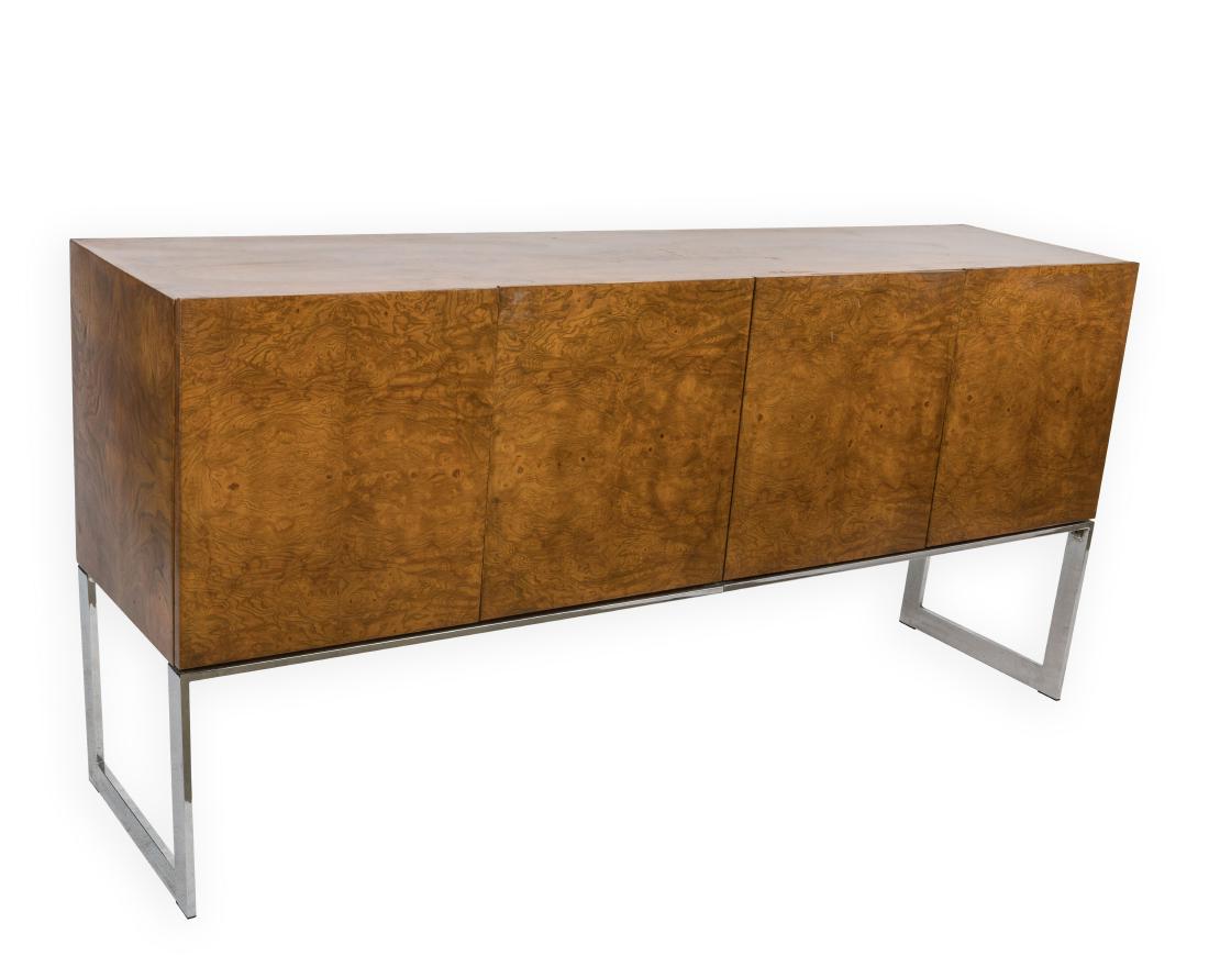 Milo Baughman for Thayer Coggin Credenza: Description - A Milo Baughman for Thayer Coggin burl credenza. Dimensions - 35" x 72" x 19"