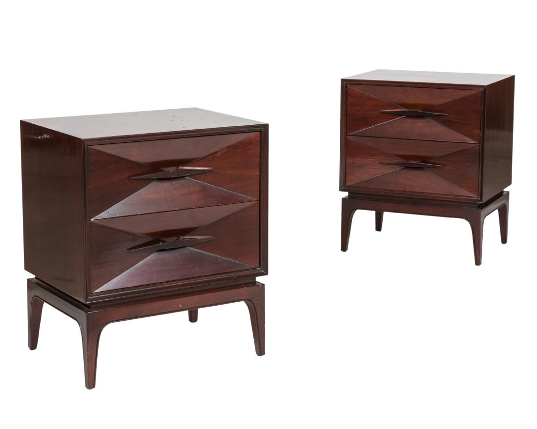 Pair Mid Century Faceted Nightstands (1 of 3)