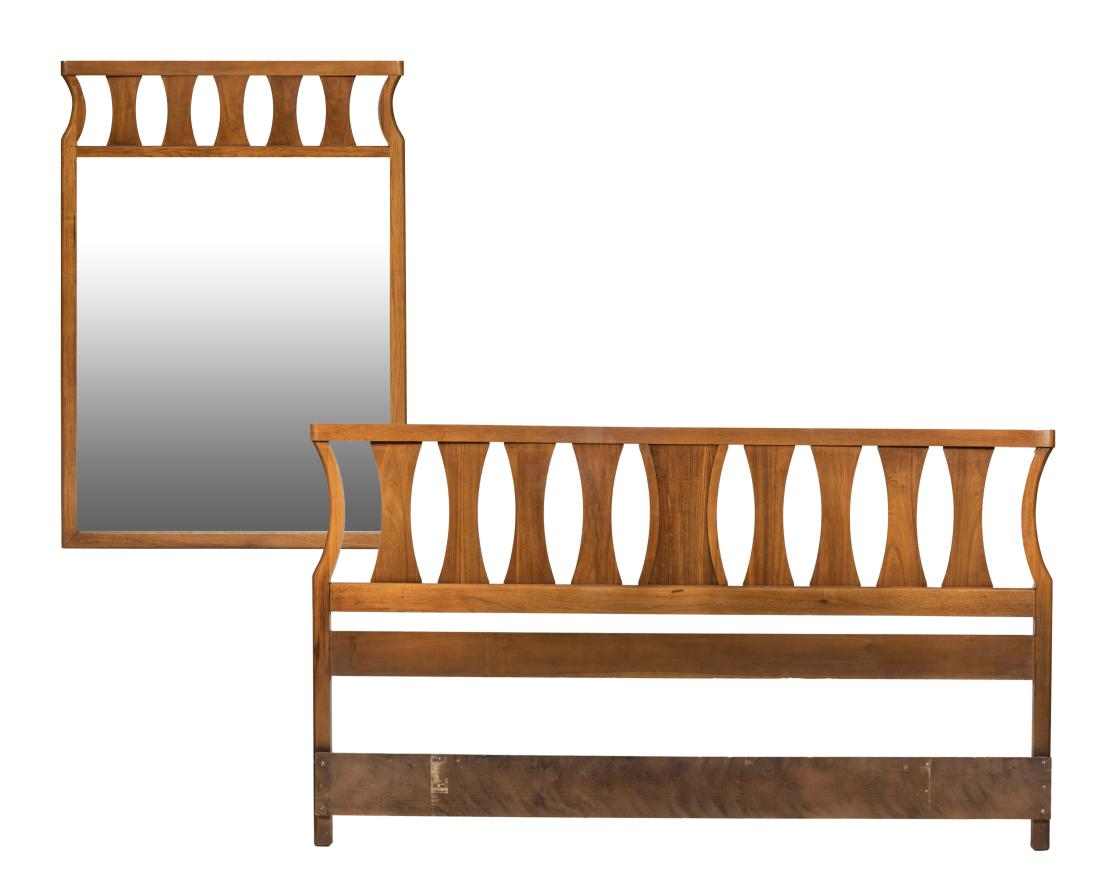 Walnut King Headboard and Matching Mirror (1 of 1)