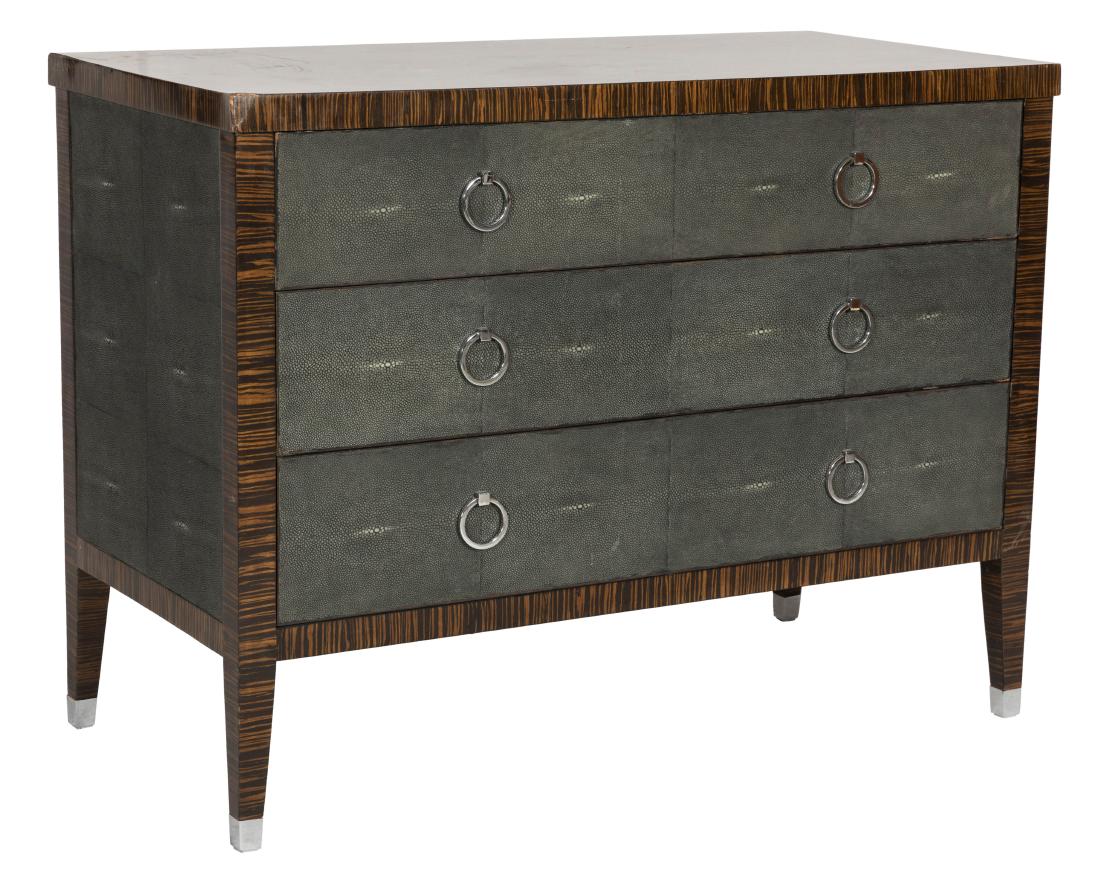 Zebrawood and Shagreen Front Chest: Description - A zebrawood and shagreen front chest. Dimensions - 33" x 44" x 22"