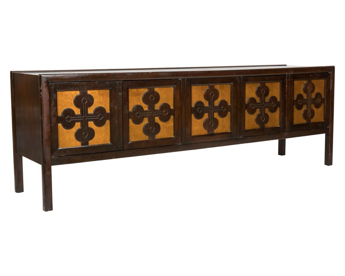 Widdicomb Hollywood Regency Low Credenza - Signed: Description - A Widdicomb Hollywood Regency low credenza, signed. Dimensions - 24" x 72" x 18"