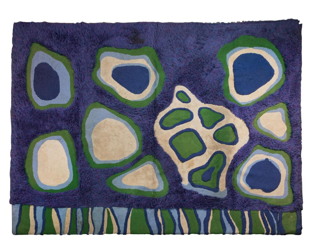 Mid Century Psychedelic Shag and Hooked Rug (1 of 8)