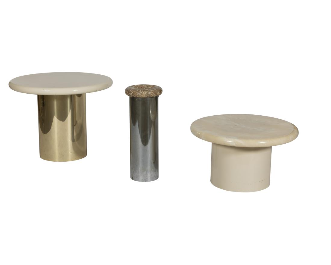 Two White Lacquer Table and Chrome Ash Stand (1 of 1)