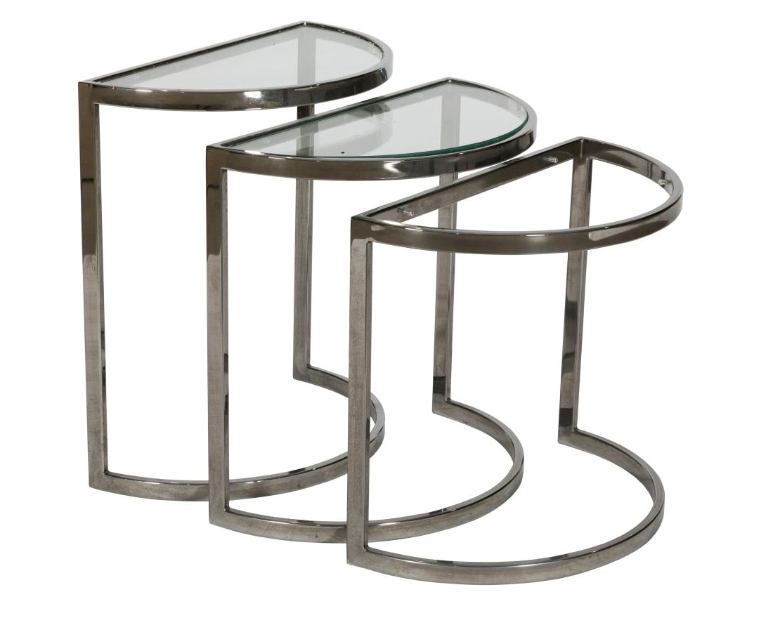 Nest Three Chrome and Glass Tables (1 of 2)