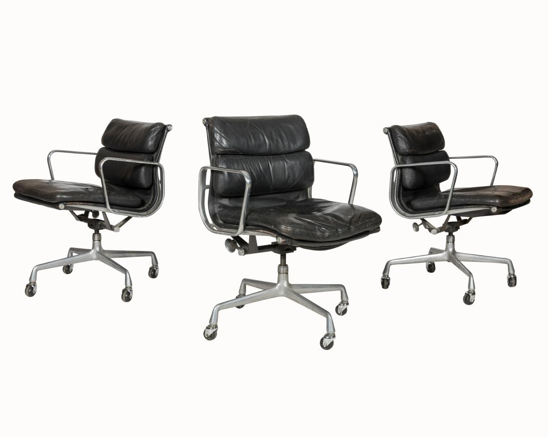 Three Eames Leather Soft Pad Chairs - Signed (1 of 4)