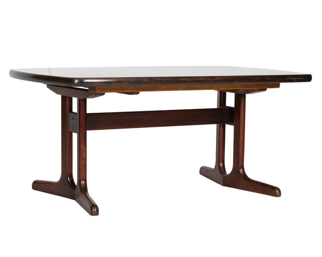 Danish Rosewood Dining Room Table: Description - A Danish rosewood dining room table. Dimensions - 29" x 65" x 39"