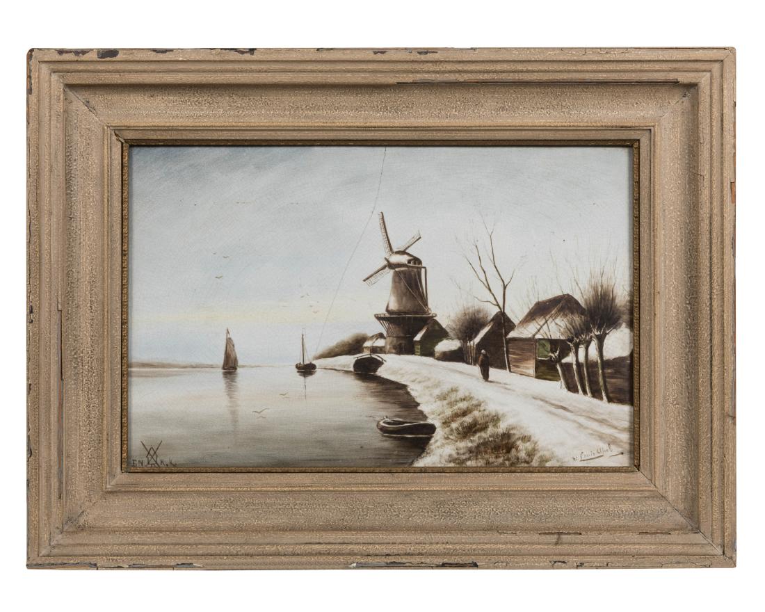 Louis Apol - Painted Porcelain Plaque: Description - A hand painted porcelain plaque by Louis Apol. Signed, lower right. Dimensions - Frame - 19" x 25.5" Sight - 12" x 18.5"