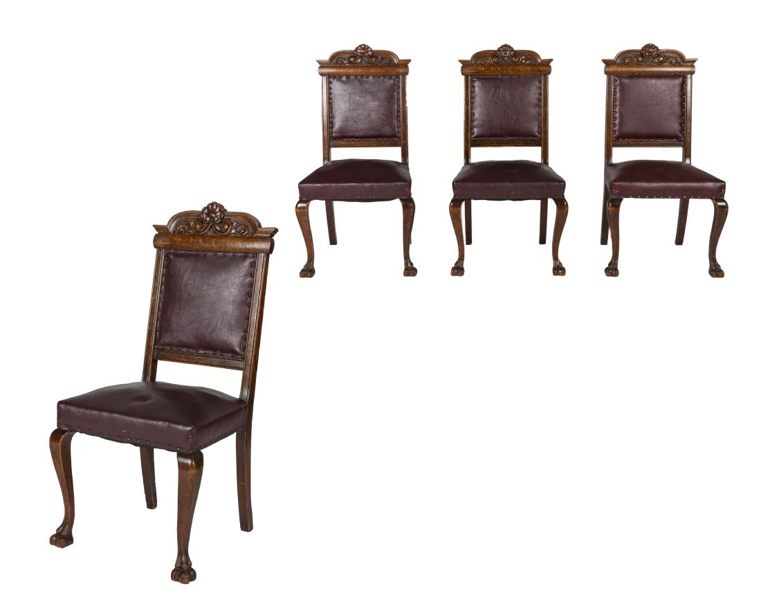 Four Quarter Oak Leather Chairs (1 of 2)